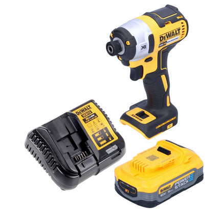 Avvitatore a impulsi a batteria DeWalt DCF 887 H1 18 V 205 Nm 1/4" brushless + 1x batteria powerstack 5,0 Ah + caricabatterie