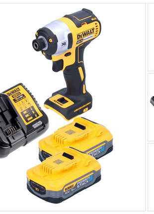 Llave de impacto a batería DeWalt DCF 887 H2 18 V 205 Nm 1/4" sin escobillas + 2 pilas power stack 5,0 Ah + cargador