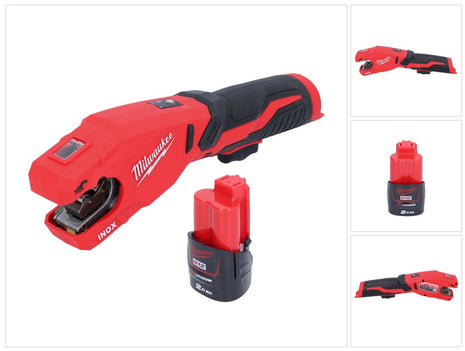 Milwaukee M12 PCSS-201 Coupe-tubes inox sans fil 12 V 12 - 28 mm + 1x batterie 2,0 Ah - sans chargeur