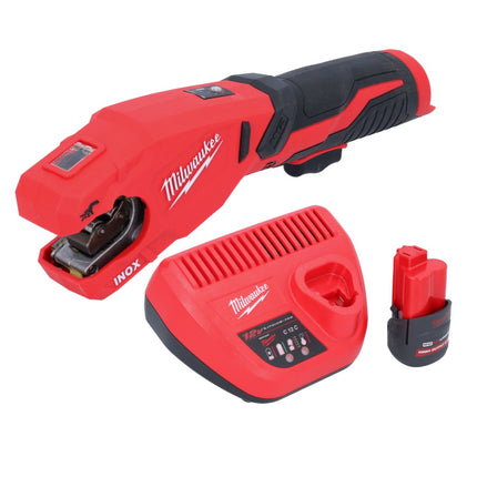 Milwaukee M12 PCSS-251 Akumulatorowy obcinak do rur ze stali nierdzewnej 12 V 12 - 28 mm + 1x akumulator 2,5 Ah + ładowarka