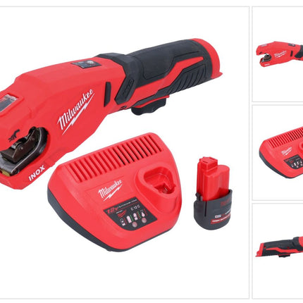 Milwaukee M12 PCSS-251 Akumulatorowy obcinak do rur ze stali nierdzewnej 12 V 12 - 28 mm + 1x akumulator 2,5 Ah + ładowarka