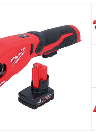 Milwaukee M12 PCSS-401 Coupe-tubes inox sans fil 12 V 12 - 28 mm + 1x batterie 4,0 Ah - sans chargeur