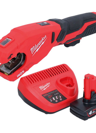 Milwaukee M12 PCSS-401 cortatubos de acero inoxidable a batería 12 V 12 - 28 mm + 1x batería 4,0 Ah + cargador