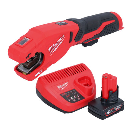 Milwaukee M12 PCSS-401 cortatubos de acero inoxidable a batería 12 V 12 - 28 mm + 1x batería 4,0 Ah + cargador