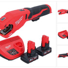 Milwaukee M12 PCSS-402 cortatubos de acero inoxidable a batería 12 V 12 - 28 mm + 2x baterías 4,0 Ah + cargador