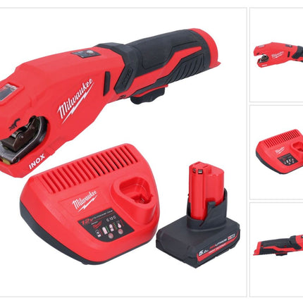 Milwaukee M12 PCSS-501 akumulatorowy obcinak do rur ze stali nierdzewnej 12 V 12 - 28 mm + 1x akumulator 5,0 Ah + ładowarka