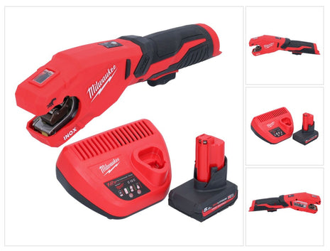 Milwaukee M12 PCSS-501 cortatubos de acero inoxidable a batería 12 V 12 - 28 mm + 1x batería 5,0 Ah + cargador