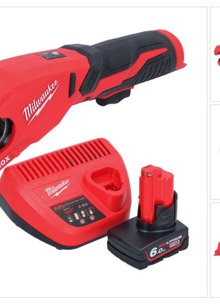 Milwaukee M12 PCSS-601 cortatubos de acero inoxidable a batería 12 V 12 - 28 mm + 1x batería 6,0 Ah + cargador