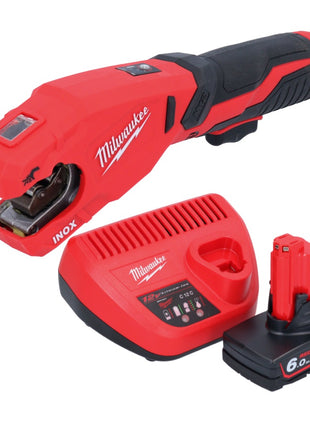 Milwaukee M12 PCSS-601 cortatubos de acero inoxidable a batería 12 V 12 - 28 mm + 1x batería 6,0 Ah + cargador