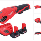 Milwaukee M12 PCSS-602 cortatubos de acero inoxidable a batería 12 V 12 - 28 mm + 2x baterías 6,0 Ah + cargador