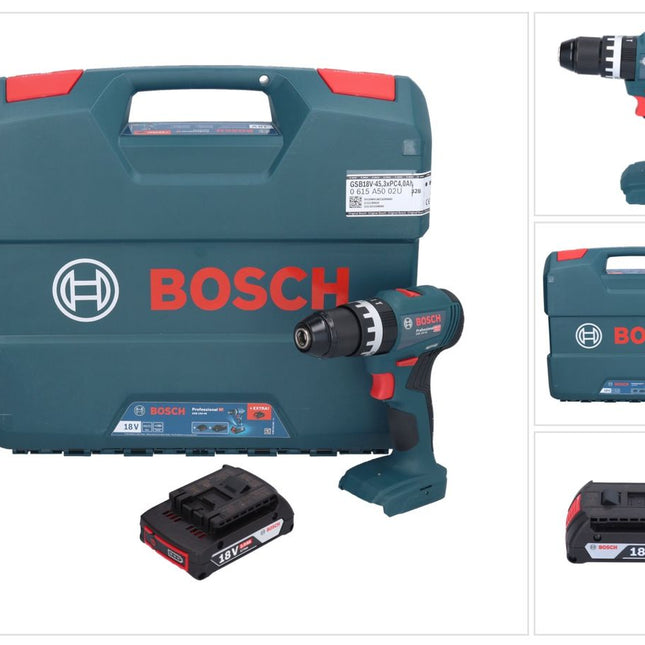 Bosch GSB 18V-45 Professional 18 V 45 Nm Brushless trapano avvitatore a percussione senza filo + 1x batteria 2,0 Ah + L-Case - senza caricabatterie