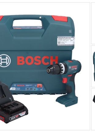 Bosch GSB 18V-45 Profesjonalna akumulatorowa wiertarko-wkrętarka udarowa 18 V 45 Nm bezszczotkowa + 1x akumulator 2,0 Ah + ładowarka + walizka L