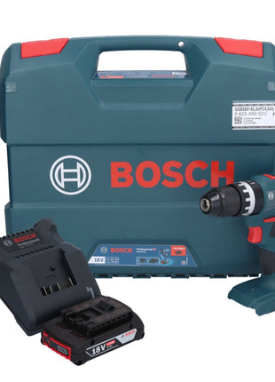 Bosch GSB 18V-45 Profesjonalna akumulatorowa wiertarko-wkrętarka udarowa 18 V 45 Nm bezszczotkowa + 1x akumulator 2,0 Ah + ładowarka + walizka L