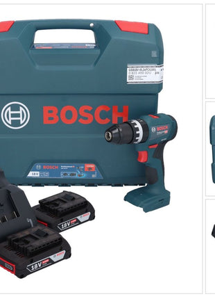 Bosch GSB 18V-45 Professional taladro percutor inalámbrico 18 V 45 Nm (06019K3302) sin escobillas + 2x batería 2,0 Ah + cargador + maletín L