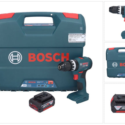 Bosch GSB 18V-45 Professional 18 V 45 Nm Brushless trapano avvitatore a percussione senza filo + 1x batteria 4,0 Ah + L-Case - senza caricabatterie
