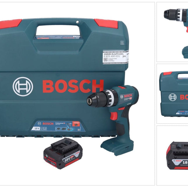 Bosch GSB 18V-45 Taladradora percutora profesional sin cable 18 V 45 Nm + 1 acumulador 4,0 Ah + maletín - sin cargador