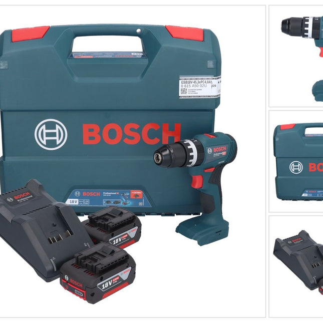 Bosch GSB 18V-45 Professional taladro percutor inalámbrico 18 V 45 Nm sin escobillas + 2x baterías 5,0 Ah + cargador + maletín L
