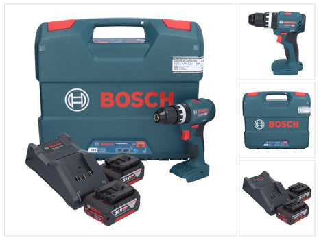 Bosch GSB 18V-45 Profesjonalna akumulatorowa wiertarko-wkrętarka udarowa 18 V 45 Nm bezszczotkowa + 2x akumulator 5,0 Ah + ładowarka + walizka L