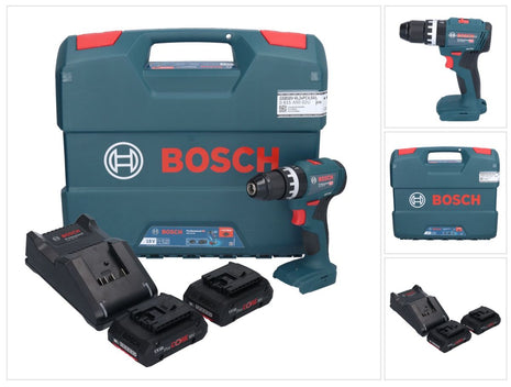 Bosch GSB 18V-45 Profesjonalna akumulatorowa wiertarko-wkrętarka udarowa 18 V 45 Nm bezszczotkowa + 2x akumulator ProCORE 4,0 Ah + ładowarka + walizka L