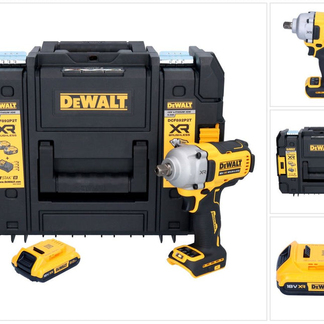 DeWalt DCF 892 NT Atornillador de impacto a batería 18 V 813 Nm 1/2" sin escobillas + 1 batería de 2,0 Ah + TSTAK - sin cargador