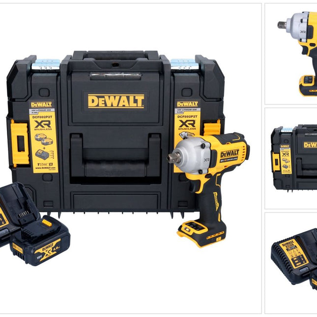DeWalt DCF 892 M1T Atornillador de impacto a batería 18 V 813 Nm 1/2" sin escobillas + 1 batería 4,0 Ah + cargador + TSTAK