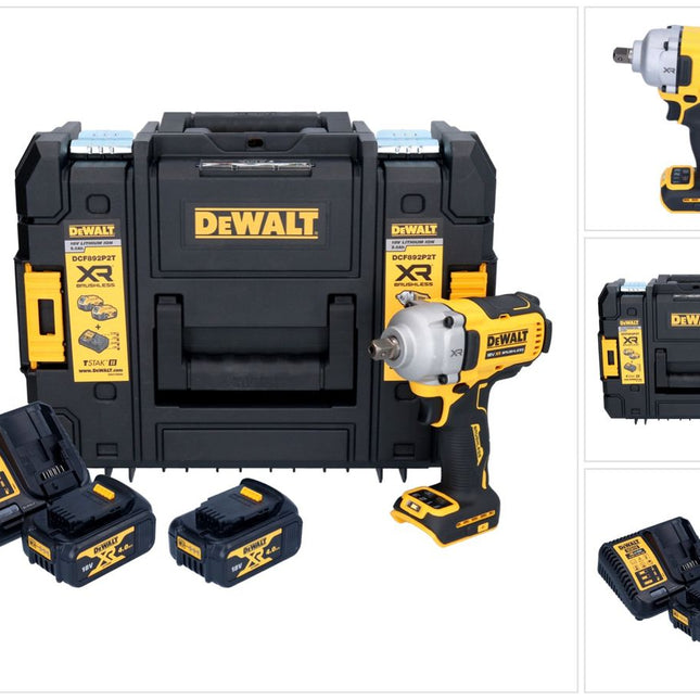 DeWalt DCF 892 M2T Atornillador de impacto a batería 18 V 813 Nm 1/2" sin escobillas + 2 baterías de 4,0 Ah + cargador + TSTAK