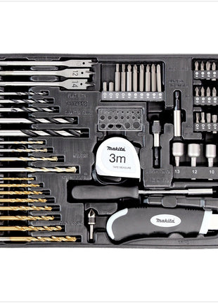 Makita Einlage für Schubladenkoffer + 59 teiliges Set, Bohrer + Bits, Maßband, Cuttermesser und Bitschrauber - Toolbrothers