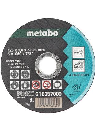 Metabo WE 15-125 Amoladora angular rápida 1550 W 125 mm + 10x discos de corte