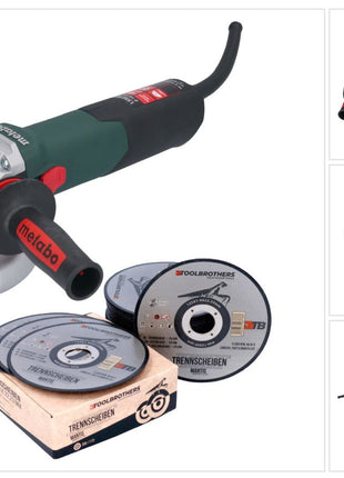 Metabo WE 15-125 Szybka szlifierka kątowa 1550 W 125 mm + 25x tarcza tnąca Toolbrothers MANTIS