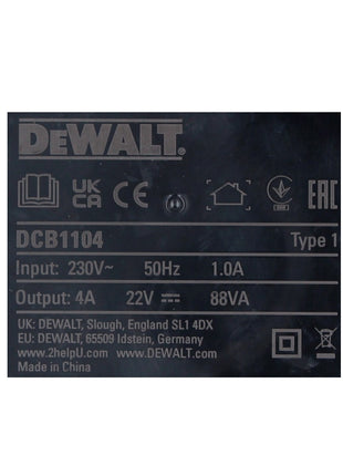 DeWalt DCB 1104 Chargeur rapide 12 V / 18 V 4 A pour batteries Li-Ion