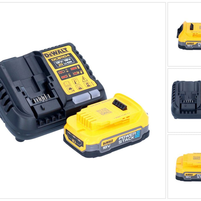 DeWalt DCB 1104 E1 Battery Starter Set 12 V / 18 V 1x Powerstack battery 1.7 Ah + DCB 1104 charger