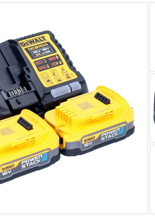 Zestaw startowy akumulatorów DeWalt DCB 1104 E2 12 V / 18 V 2x akumulator Powerstack 1,7 Ah + ładowarka DCB 1104