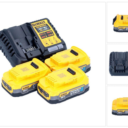 DeWalt DCB 1104 E3 battery starter set 12 V / 18 V 3x Powerstack battery 1.7 Ah + DCB 1104 charger