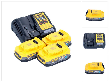 DeWalt DCB 1104 E3 kit de inicio de batería 12 V / 18 V 3x batería Powerstack 1,7 Ah + cargador DCB 1104