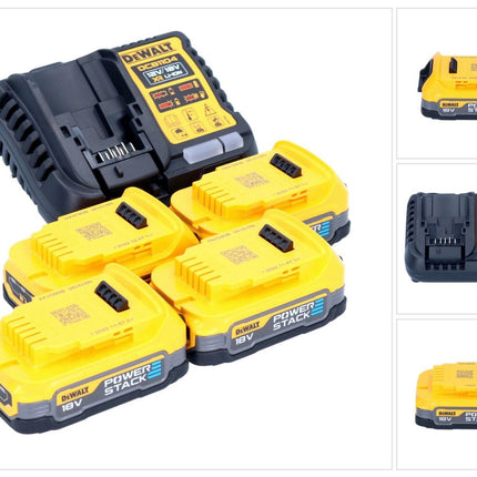 DeWalt DCB 1104 E4 Juego de batería de arranque 12 V / 18 V 4x batería Powerstack 1,7 Ah + cargador DCB 1104