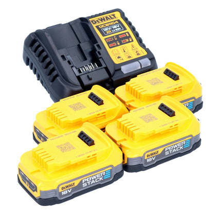 DeWalt DCB 1104 E4 Juego de batería de arranque 12 V / 18 V 4x batería Powerstack 1,7 Ah + cargador DCB 1104