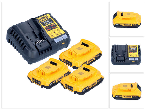 DeWalt DCB 1104 D3 Set di avviamento batteria 12 V / 18 V 3x batteria 2,0 Ah + caricatore DCB 1104