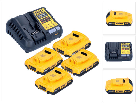 DeWalt DCB 1104 D4 Battery Starter Set 12 V / 18 V 4x battery 2.0 Ah + DCB 1104 charger