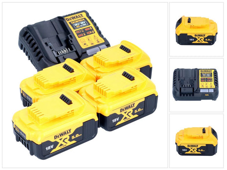 DeWalt DCB 1104 P4 Kit de démarrage sans fil 12 V / 18 V 4x batterie 5,0 Ah + chargeur DCB 1104