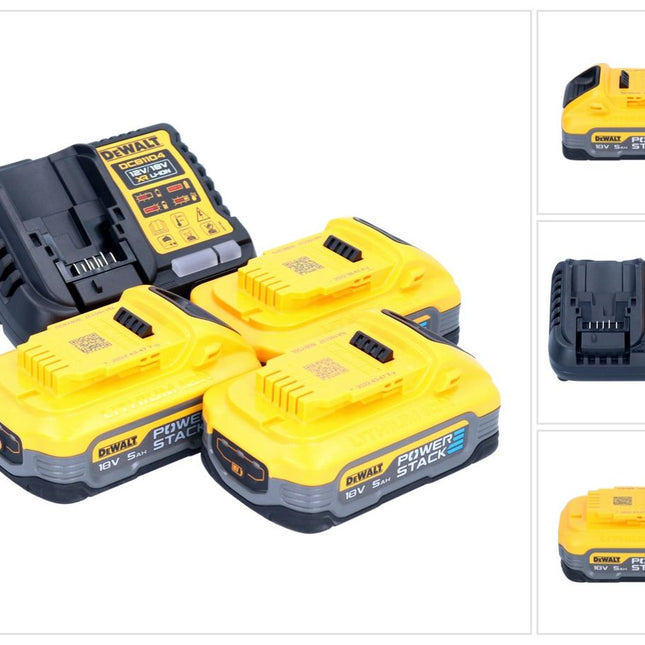 DeWalt DCB 1104 H3 battery starter set 12 V / 18 V 3x Powerstack battery 5.0 Ah + DCB 1104 charger