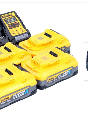 DeWalt DCB 1104 H4 Batterie Starter Set 12 V / 18 V 4x Powerstack Batterie 5.0 Ah + DCB 1104 chargeur