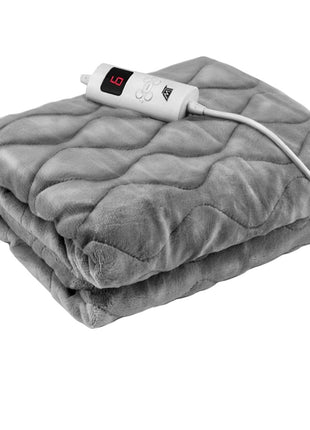 Manta eléctrica, manta eléctrica de peluche con 6 niveles de potencia, apagado automático y protección contra sobrecalentamiento, lavable, gris, 180 x 130 cm