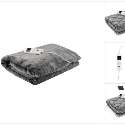 Elektryczny koc grzewczy Elektryczny przytulny koc grzewczy z 6 poziomami mocy Automatyczne wyłączanie i ochrona przed przegrzaniem Nadaje się do prania Szary 180X130 cm
