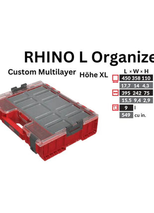 Toolbrothers RHINO L Organizador ULTRA Altura XL Personalizado Multicapa 452 x 358 x 110 mm 9 l apilable IP54