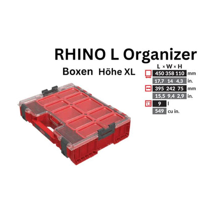 Toolbrothers RHINO L Organizer ULTRA altura XL cajas 9 l IP54 con cajas extraíbles