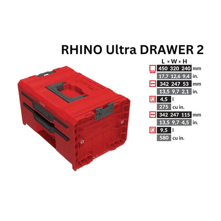 Toolbrothers RHINO L Drawer 2 ULTRA Organize+ with two drawers + boxes IP54