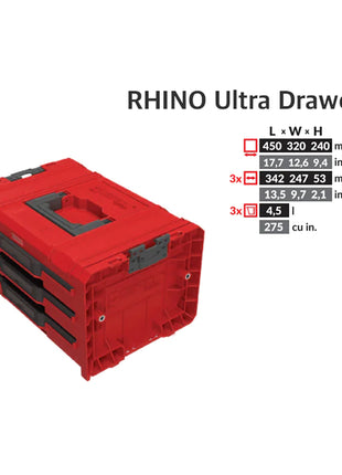 Toolbrothers RHINO L Drawer 3 ULTRA Organize+ mit drei Schubläden + Boxen 13,5 l IP54