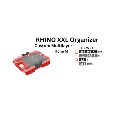 Toolbrothers RHINO XXL Organizer ULTRA Altura M Multicapa Personalizado 2,5 l IP66