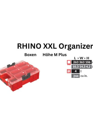 Toolbrothers RHINO XXL Organizador ULTRA altura M Plus cajas 364 x 264 x 106 mm 4 l apilable IP66