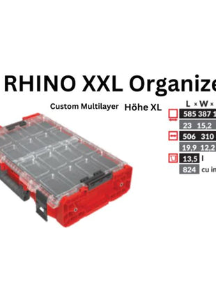 Toolbrothers RHINO XXL Organizador ULTRA Altura XL Personalizado Multicapa 582 x 387 x 131 mm 13,5 l apilable IP66